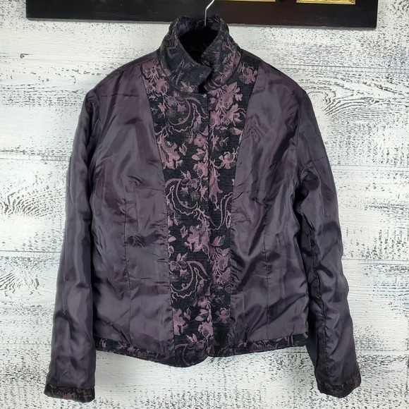 FDJ French Dressing Blazer Floral Jacquard Collared Button Closure Coat - Picture 10 of 12